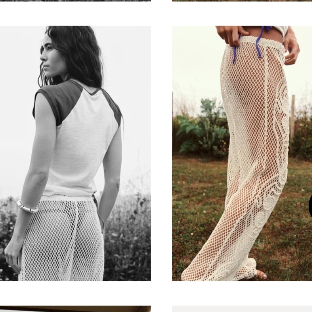 NWT ZARA Oyster White Crochet Pants - Picture 6 of 12